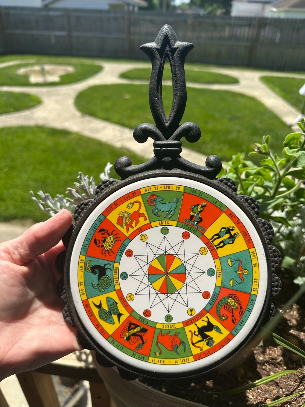 Vintage Arco Japan Zodiac Ceramic Trivet / Wall Plaque